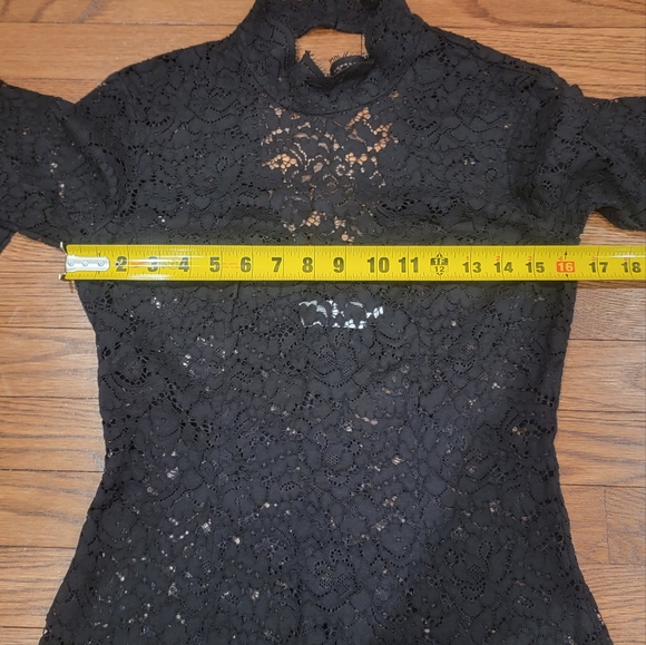 & Other Stories High Neck Bodycon Lace Longsleeve Scalloped Hem Dress Size 6 - Picture 8 of 12
